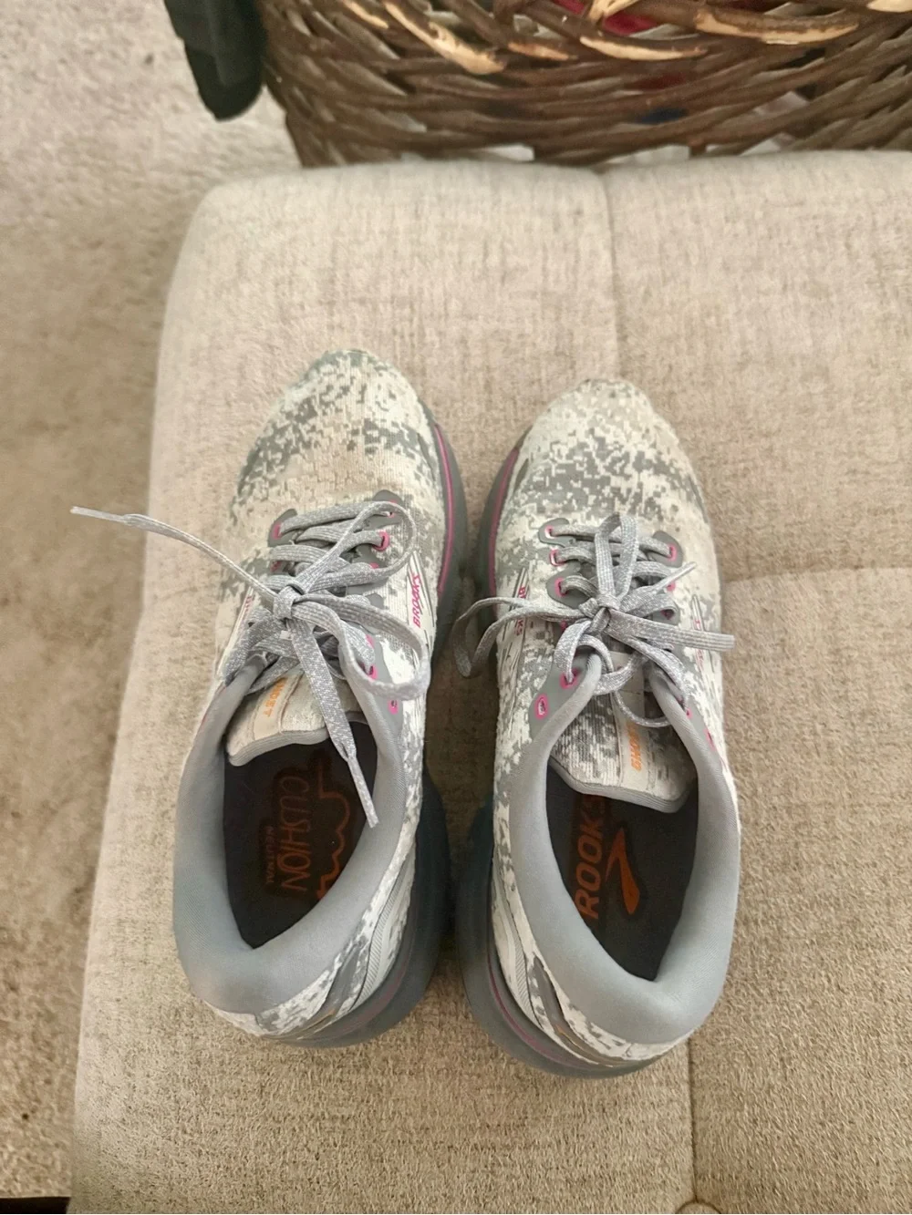 Brooks Gray and Pink Running Sneakers
